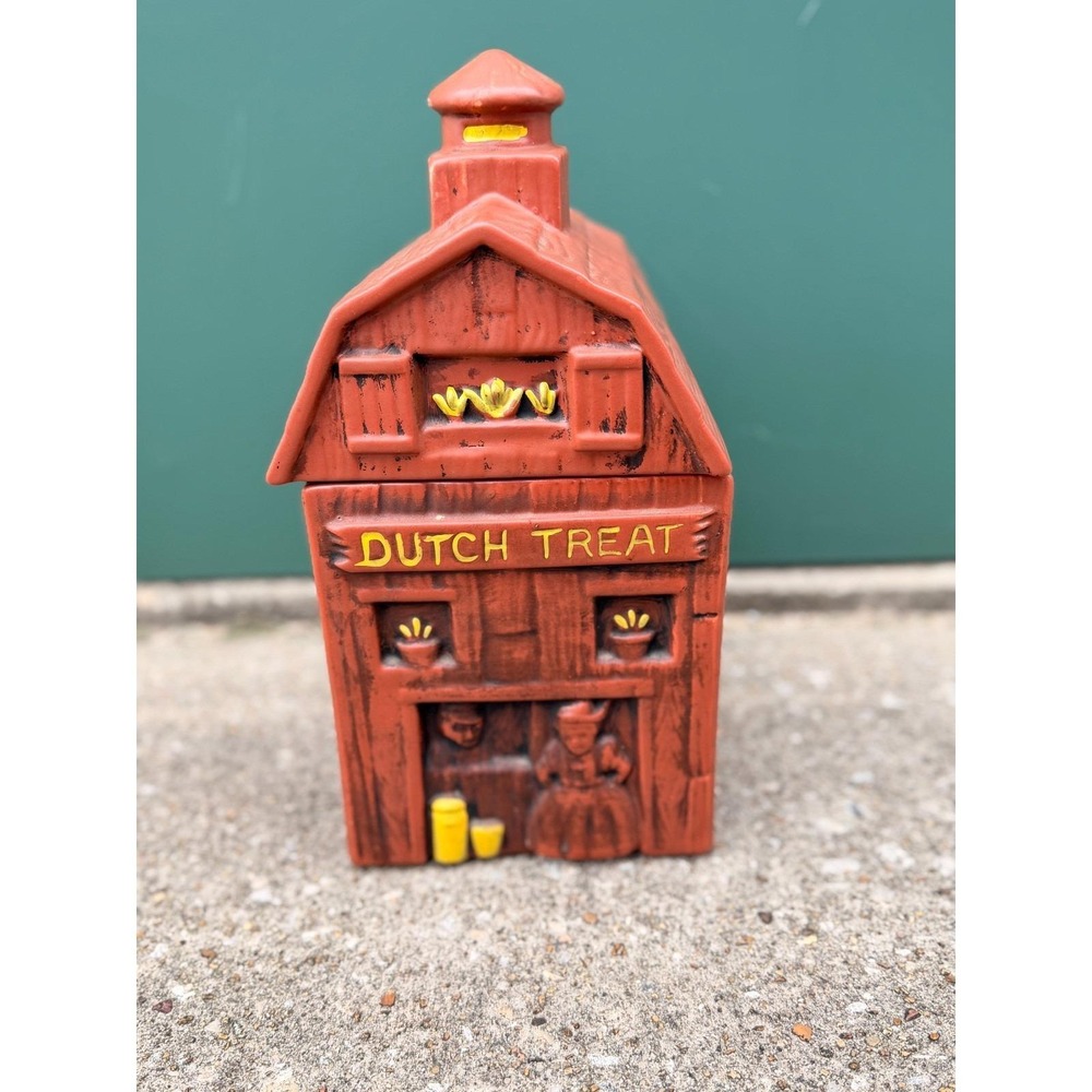 Vintage McCoy Pottery Dutch Treats Brown Farmhouse/Barn Cookie Jar w/Lid
